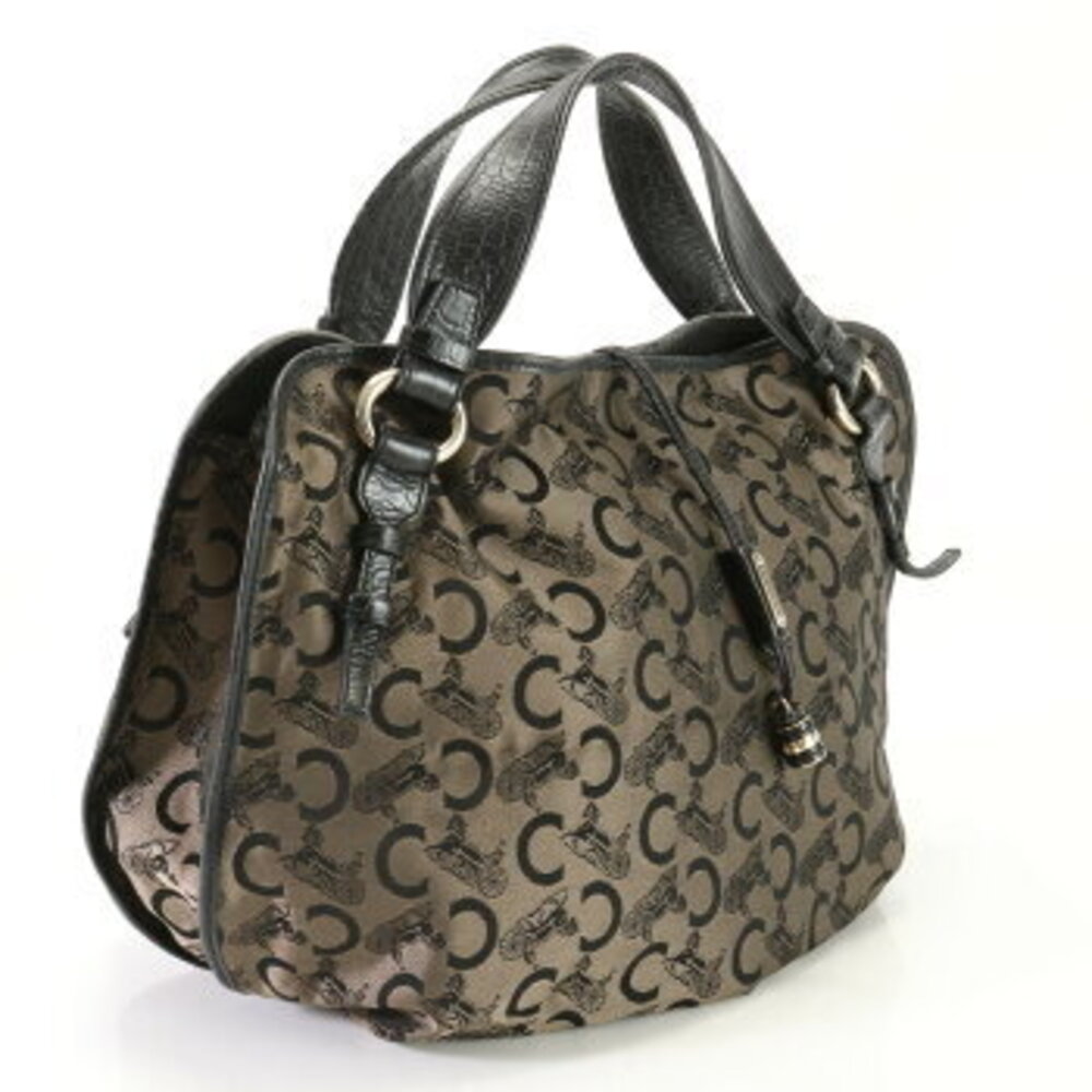 Celine Shoulder Handbag Tote Bag Canvas Sulky Leather Bittersweet - Picture 3 of 13